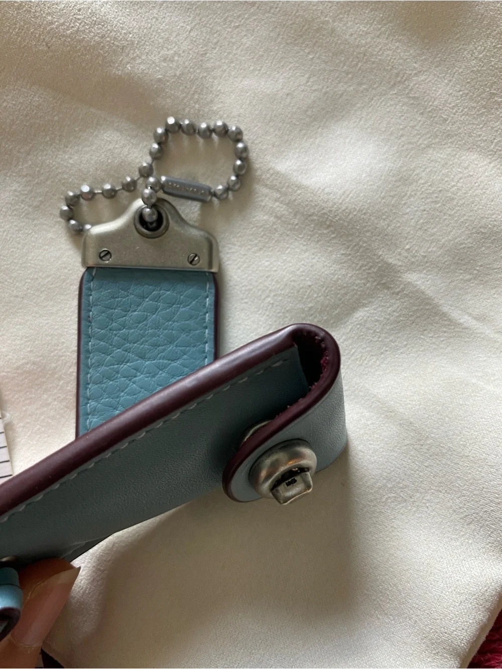 Coach 1941 Cloud Hangtag & Clochette Glovetanned Leather Oxblood Interior Blue